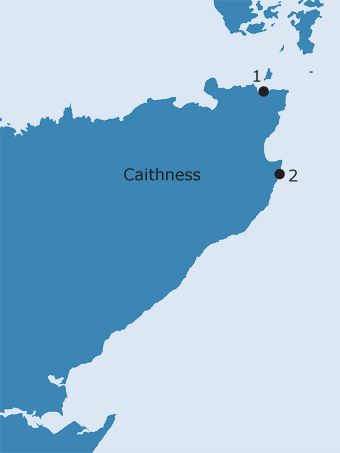 Map of Papar names in Caithness