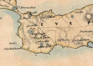 Fig. H6.5. Part of Chapman's map of Lewis, originally drawn in 1807, showing the township boundaries (EMS.s.543, courtesy of The Trustees of the National Library of Scotland) click for a larger image