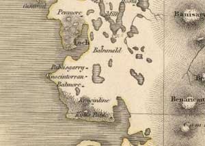 Fig. H8.3. The area around Paibeil in Thomson's 1820 map of North Uist (EMS.s.712(24c), courtesy of The Trustees of the National Library of Scotland) - click for a larger image